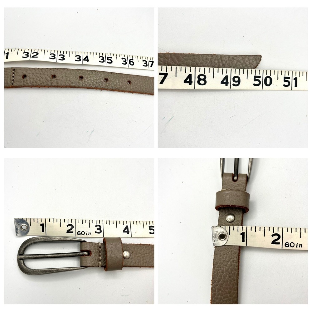 J.Jill Womens Size S Taupe Pebbled Genuine Leather Skinny Belt Pewter Buckle - Picture 6 of 6